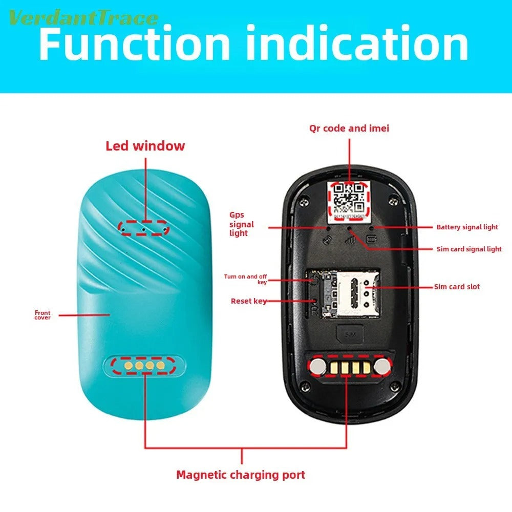 VerdantTrace 4G Pet GPS Collar Tracker Electronic Geo-Fence Real-Time Location Anti-Lost Alarm Device IP67Waterproof for Dog Cat