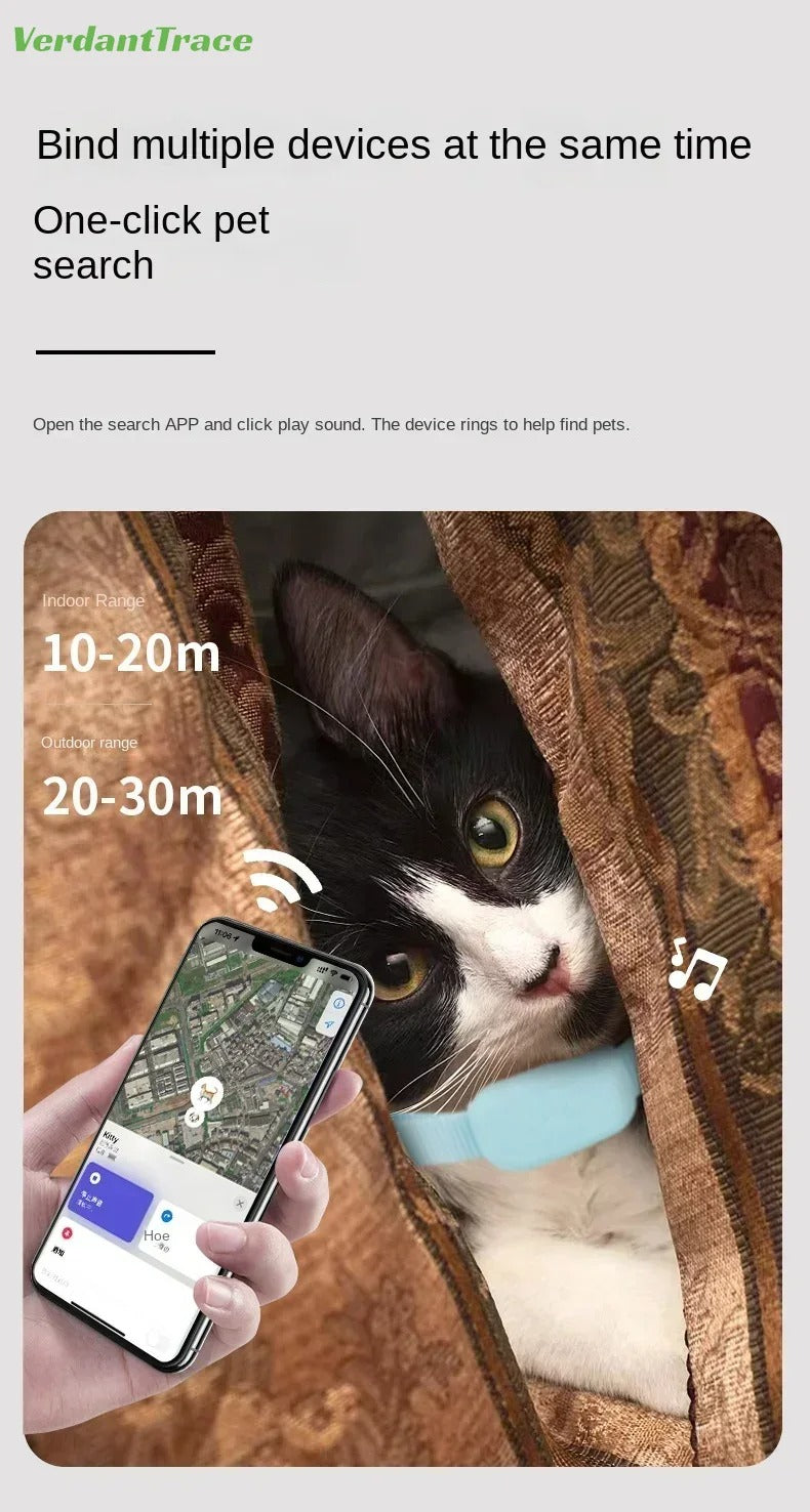 VerdantTrace Find My Pet Positioning Collar Waterproof Dog Gps Animal Tracking Movement Alert Anti Lost Tracker Cats Remote Global Locator for IOS