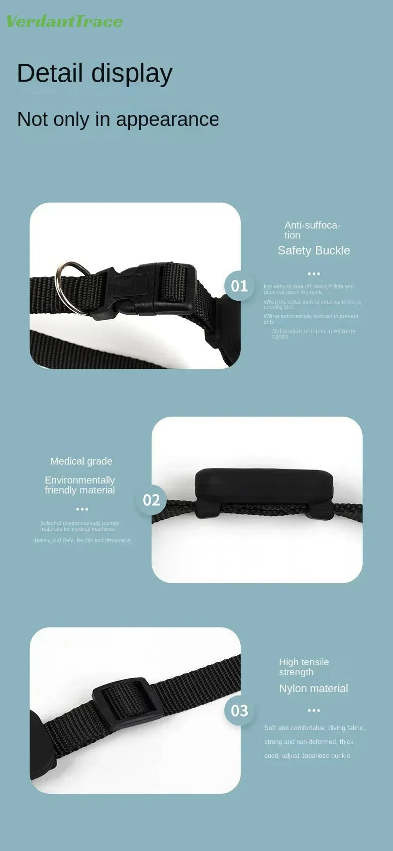 VerdantTrace Find My Pet Positioning Collar Waterproof Dog Gps Animal Tracking Movement Alert Anti Lost Tracker Cats Remote Global Locator for IOS