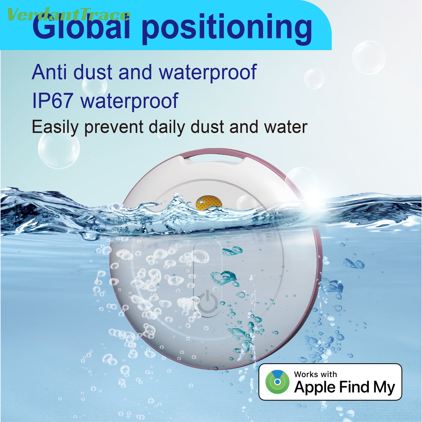 VerdantTrace Find My Tag Mini Bluetooth GPS Tracker Anti Lose Reminder Device Key Finder Pet Dog Kid Bag Wallet Car Locator Smart IOS Android