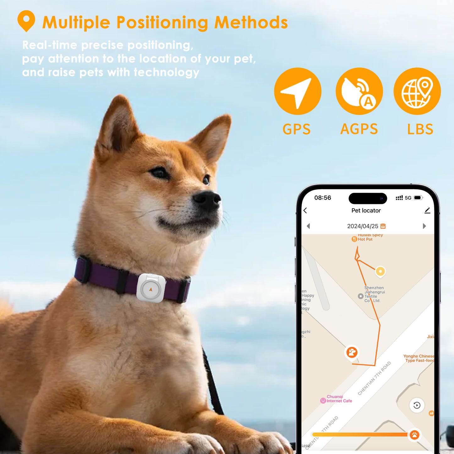 Mini 4G GPS Tracker for Dogs Cats with Health Monitor GPS Dog Fence Waterproof Works with Any Collar Android iOS Universal