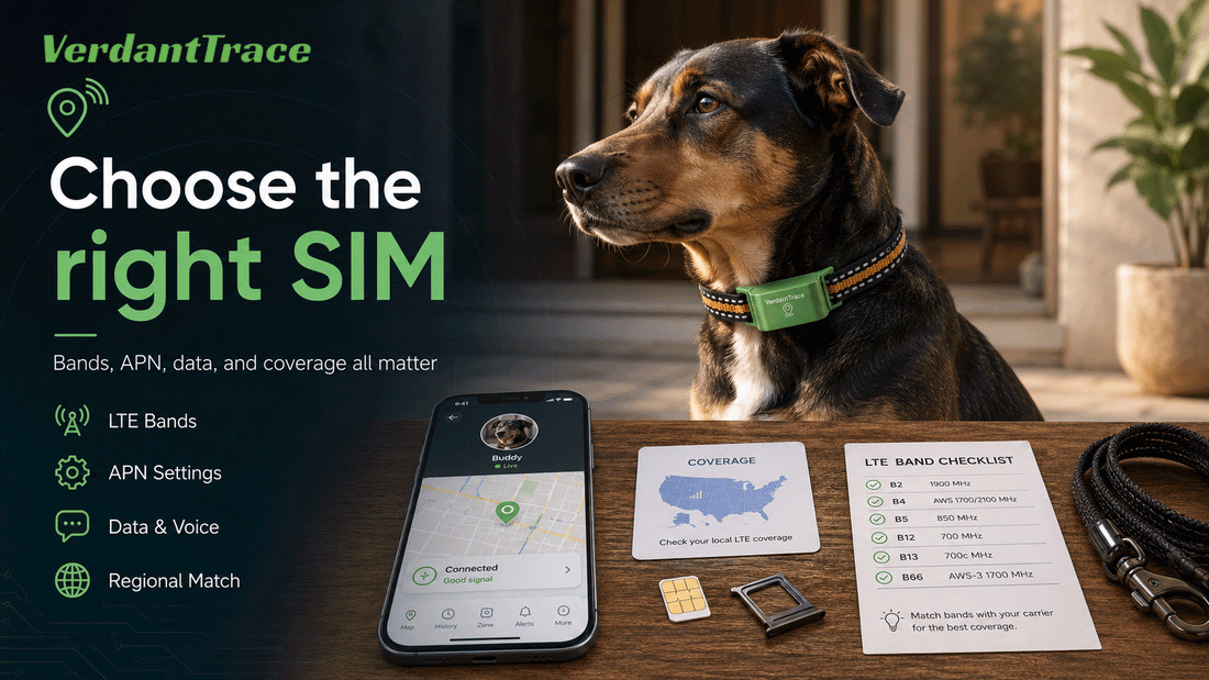 SIM card for 4G pet tracker buying guide covering LTE bands APN data voice and regional compatibility