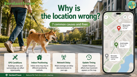 Pet tracker showing wrong location jumping drifting and delayed map position with common troubleshooting causes