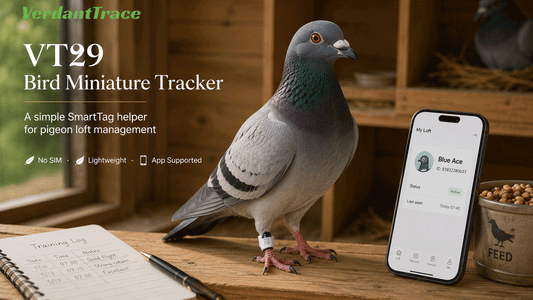 VT29 Bird Miniature Tracker for pigeons and small birds in a daily pigeon loft management routine