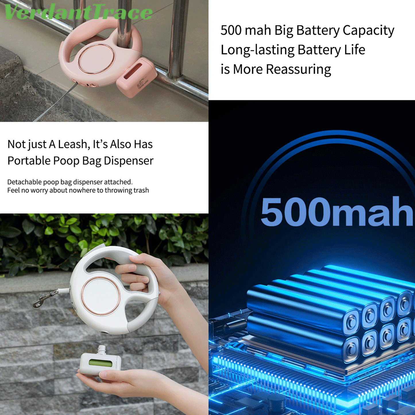 VTCW-01 Smart Retractable Pet Leash (3m) | With Light & Poop Bag