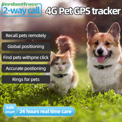 VerdentTrace 4G GPS Pet Tracker Voice Monitor Pet Dog Cats Gps Anti Loss Mini Tracker IP67 Waterproof GPS Locator Free APP Electronic Fence