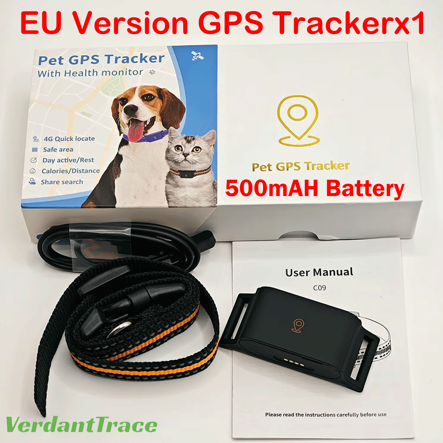 VTC09 IP67 Waterproof Mini 4G GPS Dog Cat Tracker Collar