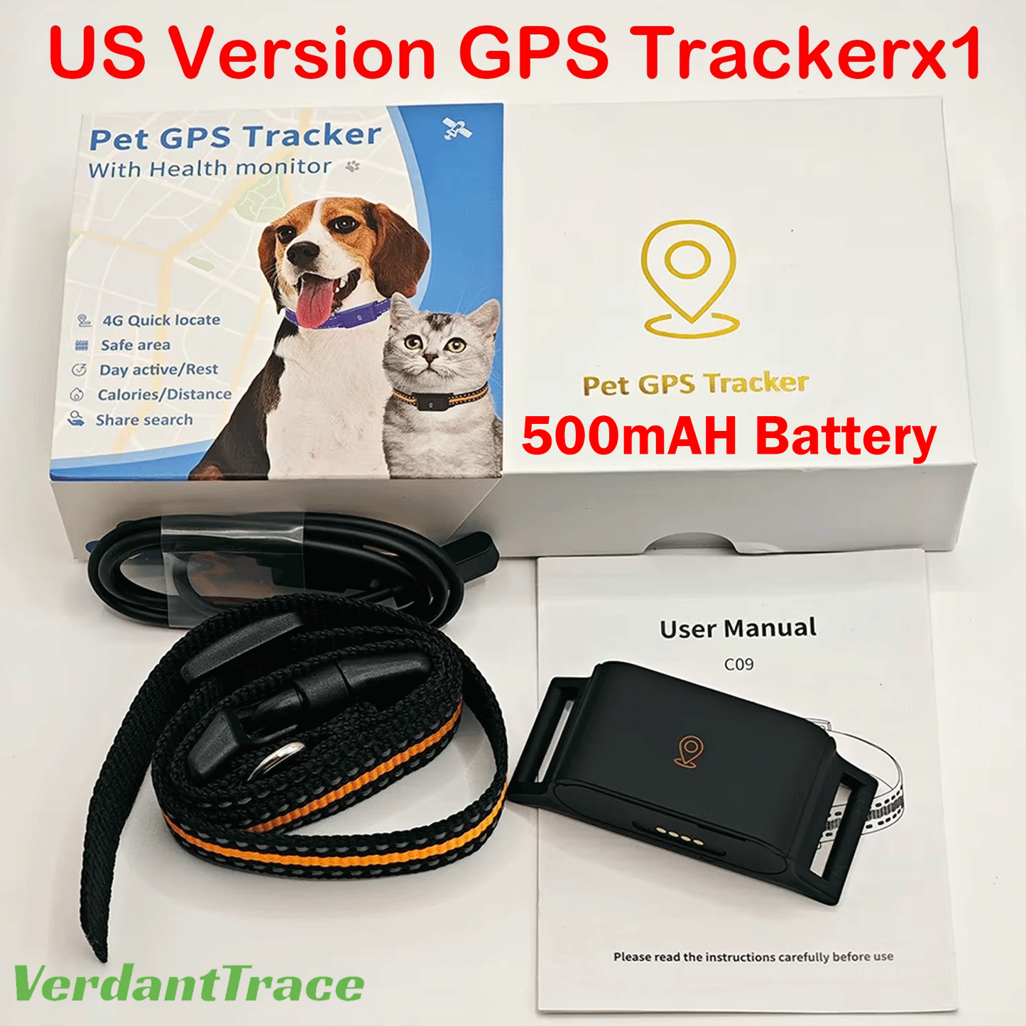 4G GPS Pet Tracker Collar for Cat Dog Without Subscription
