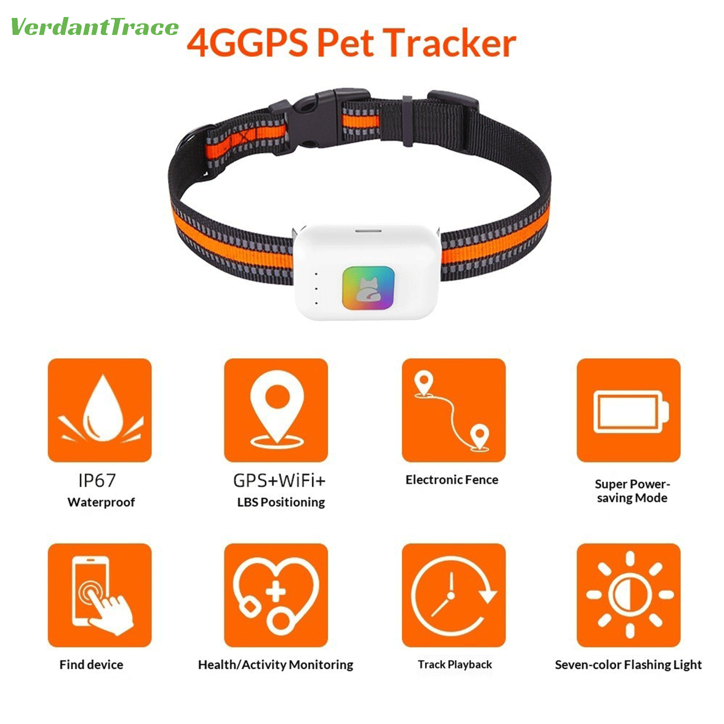 VTG2 4G Cat1 GPS Pet Tracker with LED Light