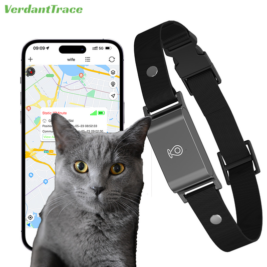 VerdantTrace IP67 Waterproof Mini 4G GPS Animal Tracker Collar Anti-Lost Real Time Tracking Dog Cat Locator Pet Dog Cat Fashion Neck Collar