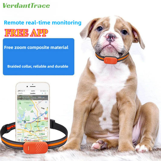 VerdantTrace 4G Pet GPS Collar Tracker Electronic Geo-Fence Real-Time Location Anti-Lost Alarm Device IP67Waterproof for Dog Cat