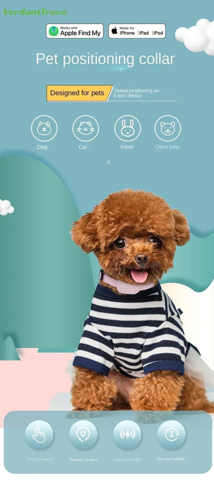 VerdantTrace Find My Pet Positioning Collar Waterproof Dog Gps Animal Tracking Movement Alert Anti Lost Tracker Cats Remote Global Locator for IOS