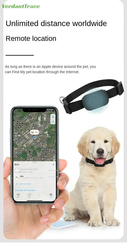 VerdantTrace Find My Pet Positioning Collar Waterproof Dog Gps Animal Tracking Movement Alert Anti Lost Tracker Cats Remote Global Locator for IOS
