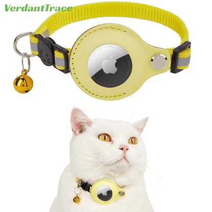 VerdantTrace AirTag Katzenhalsband – Reflektierendes Nylon, PU-Schutzhülle, Verstellbar 22–32 cm (ohne AirTag)