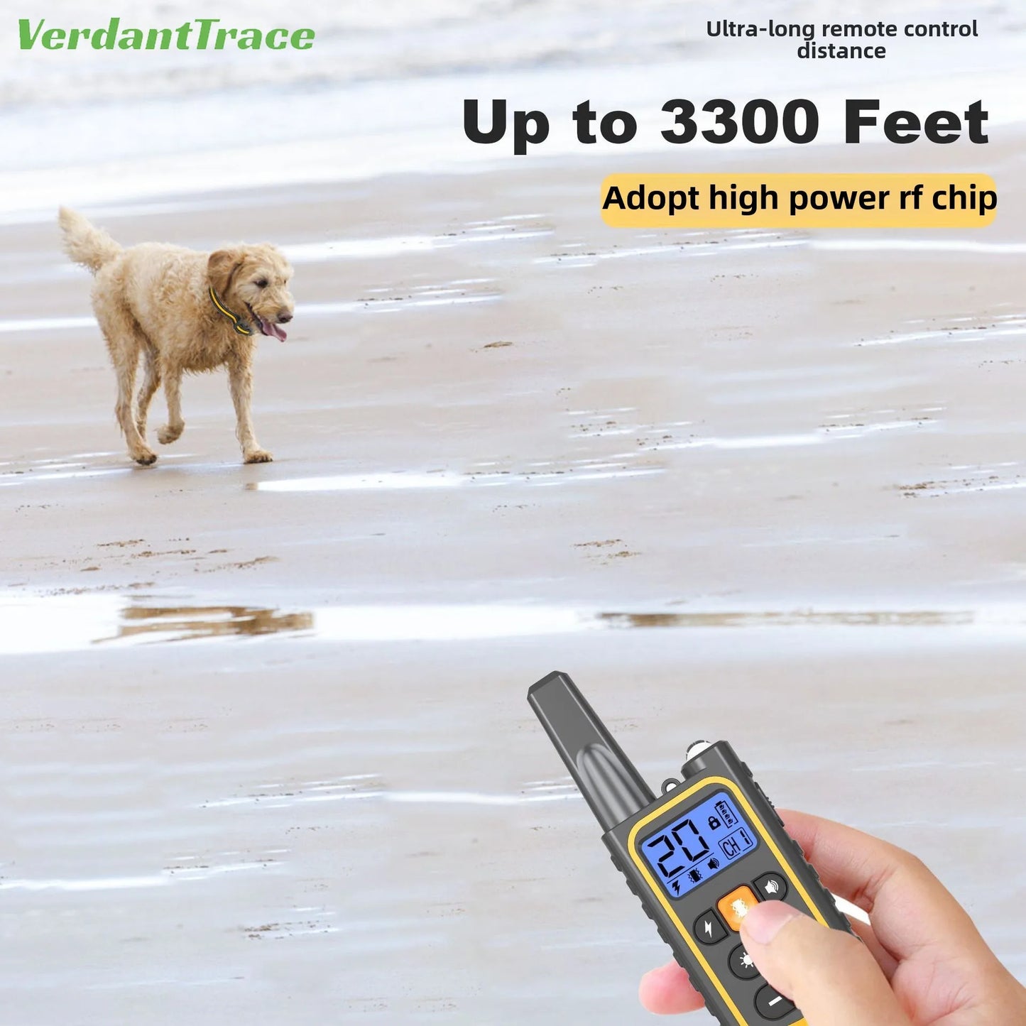 VerdantTrace Electric Dog Training Collar Waterproof Pet Remote Control Rechargeable Training Dogs Collars Shock Vibration Sound