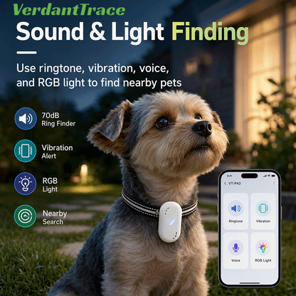 VT-P43 4G Smart Pet GPS Tracker Collar with Voice Call, Sound & Light Finding