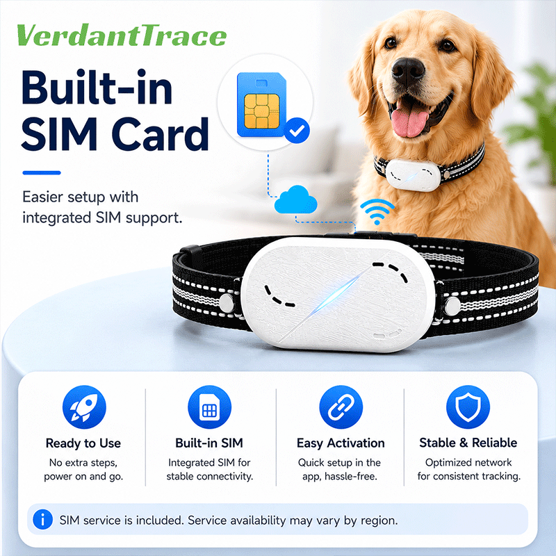 VT-P43 4G Smart Pet GPS Tracker Collar with Voice Call, Sound & Light Finding