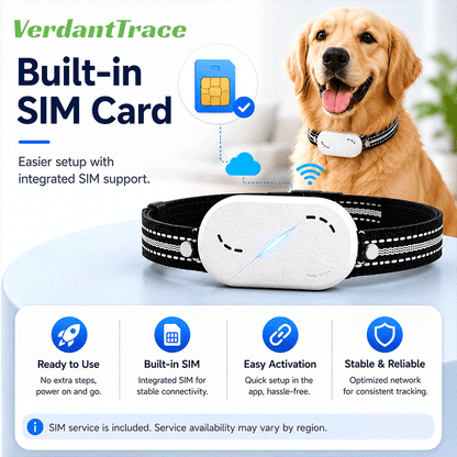 VT-P43 4G Smart Pet GPS Tracker Collar with Voice Call, Sound & Light Finding