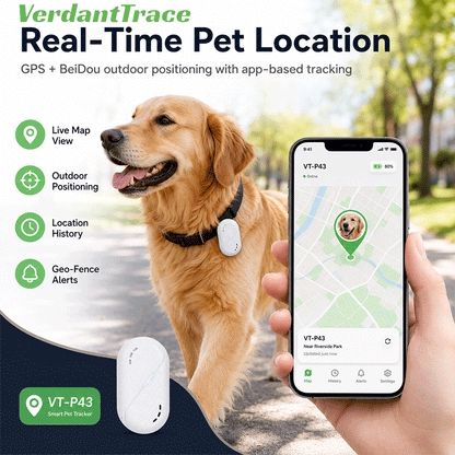 VT-P43 4G Smart Pet GPS Tracker Collar with Voice Call, Sound & Light Finding