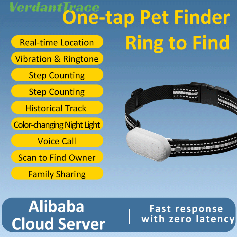 VT-P43 4G Smart Pet GPS Tracker Collar with Voice Call, Sound & Light Finding