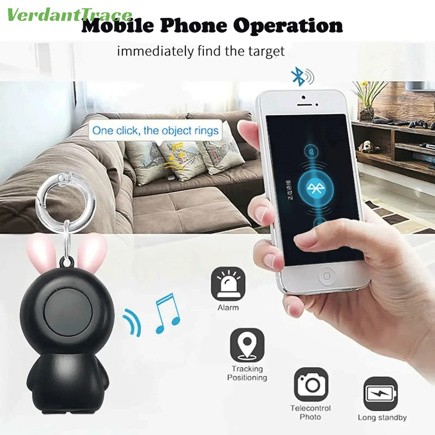 VT24 Mini kabelloser Bluetooth-Haustier-Tracker iOS/Android, Kindelf App