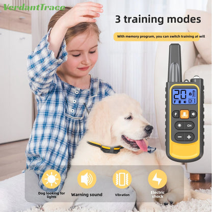 VerdantTrace Electric Dog Training Collar Waterproof Pet Remote Control Rechargeable Training Dogs Collars Shock Vibration Sound