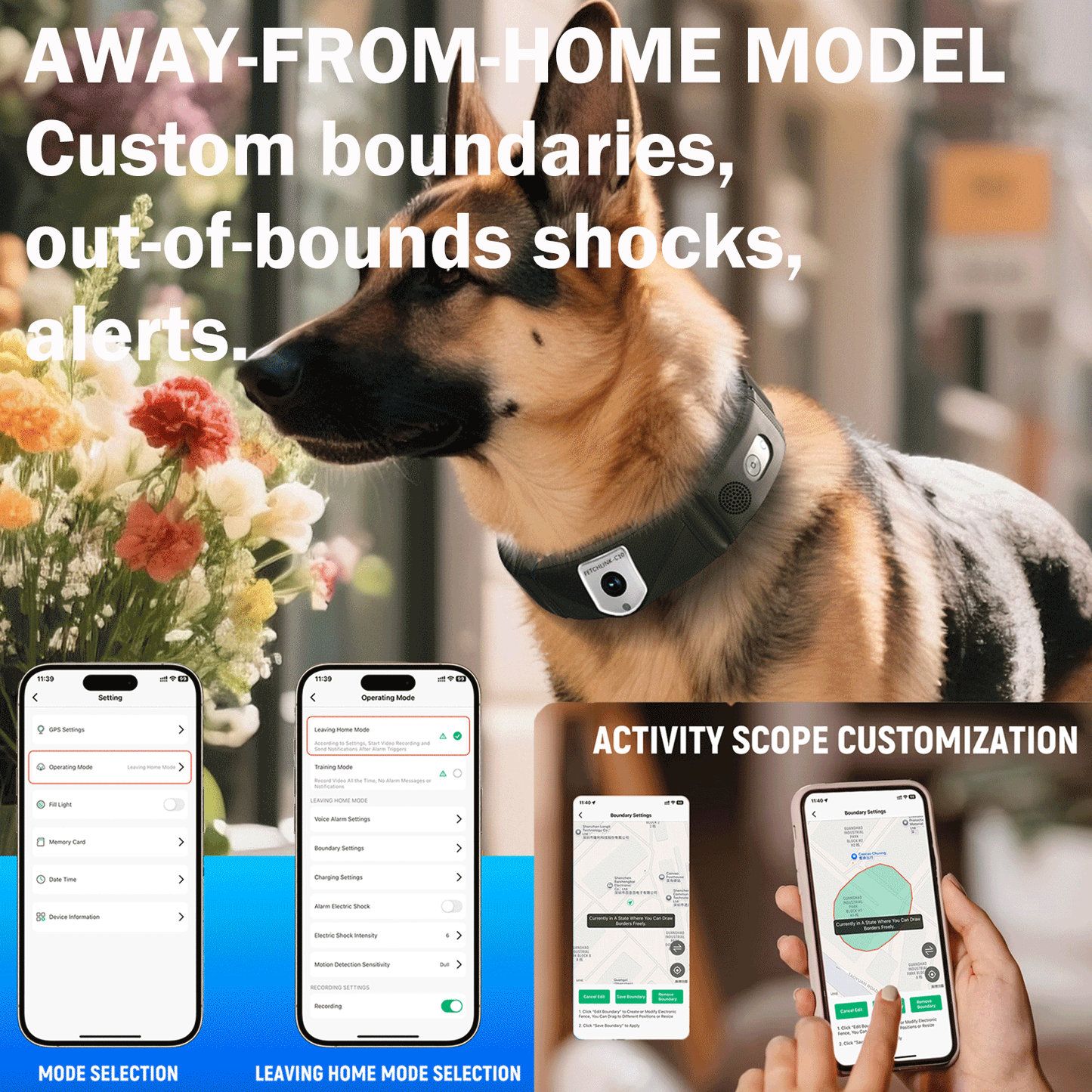 FetchLink C10 GPS Wireless Dog Fence with 2K Camera