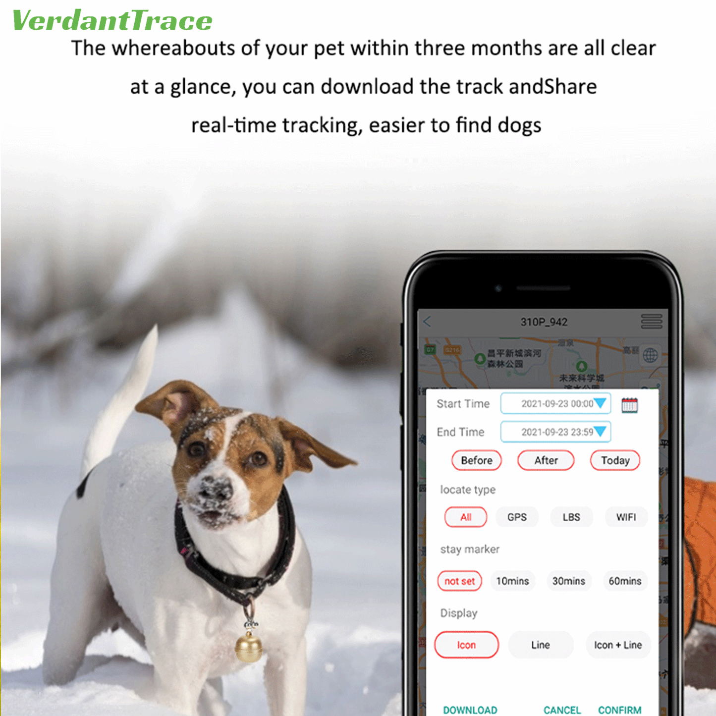 VT15 Mini Pet GPS Tracker for Dogs & Cats — Live Tracking & Geo-Fence