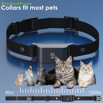 VerdantTrace IP67 Waterproof Mini 4G GPS Animal Tracker Collar Anti-Lost Real Time Tracking Dog Cat Locator Pet Dog Cat Fashion Neck Collar