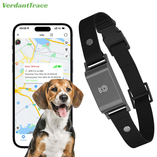 VerdantTrace IP67 Waterproof Mini 4G GPS Animal Tracker Collar Anti-Lost Real Time Tracking Dog Cat Locator Pet Dog Cat Fashion Neck Collar