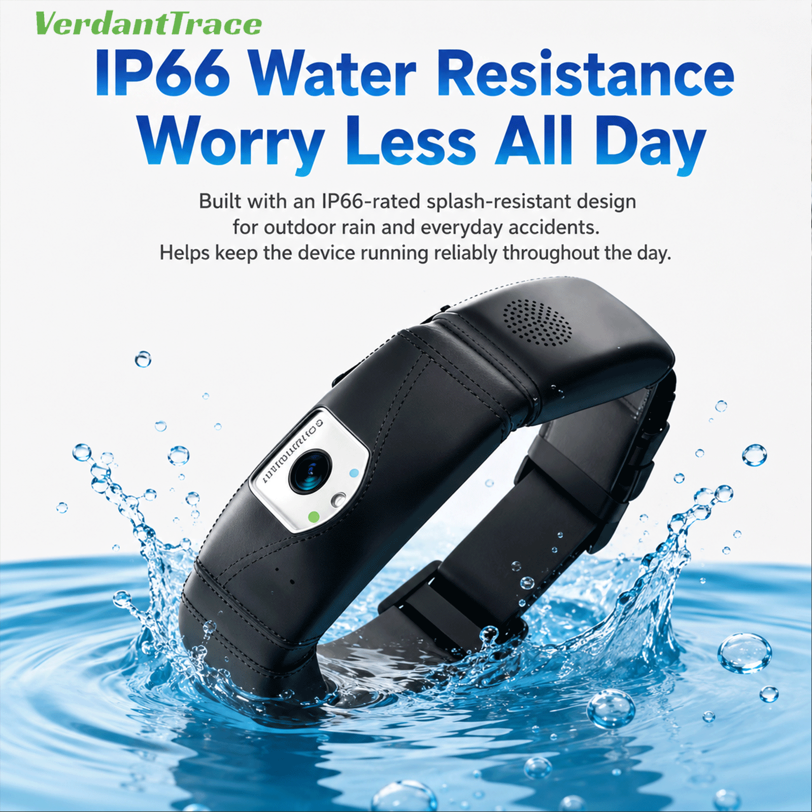 FetchLink C10 smart pet collar splashing through water