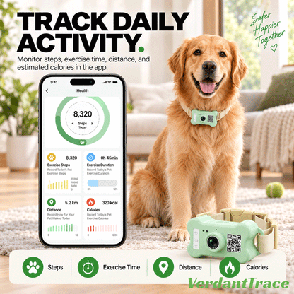 تطبيق CompanionEye لجهاز FetchLink M1 يعرض نشاط الكلب ومعلومات الجهاز