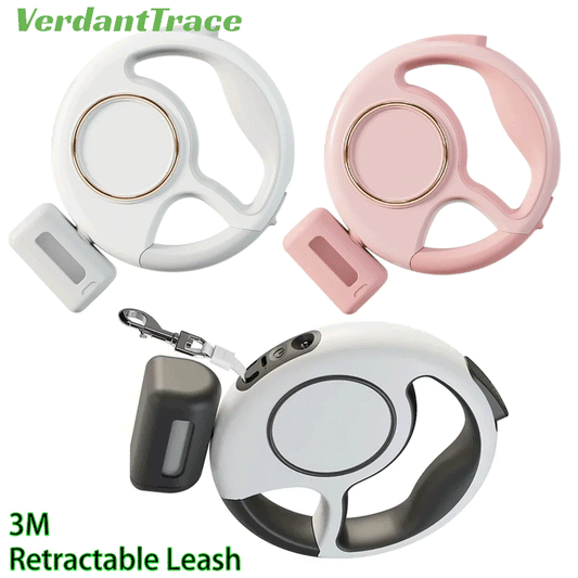 VerdantTrace VTCW-01 Smart Retractable Pet Leash (3m) | With Light & Poop Bag