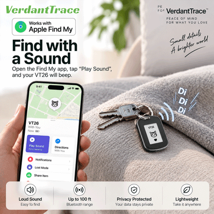 VerdantTrace VT26 Apple Find My Tracker zum Orten von Haustieren, Taschen und Alltagsgegenständen