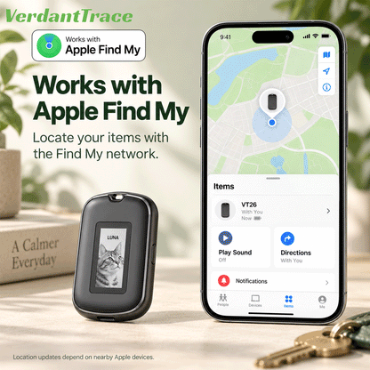 Wiederaufladbarer VerdantTrace VT26 Tracker, kompatibel mit Apple Find My