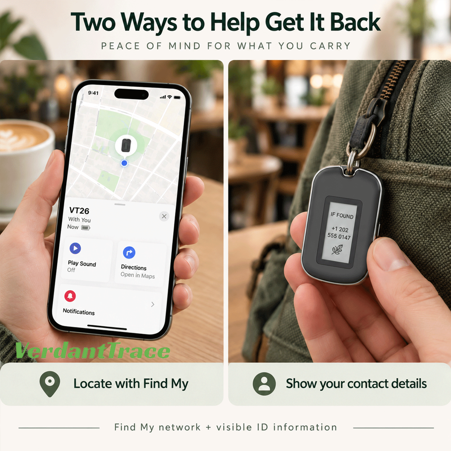 VerdantTrace VT26 Smart Tracker für Schlüssel, Taschen und Alltagsgegenstände