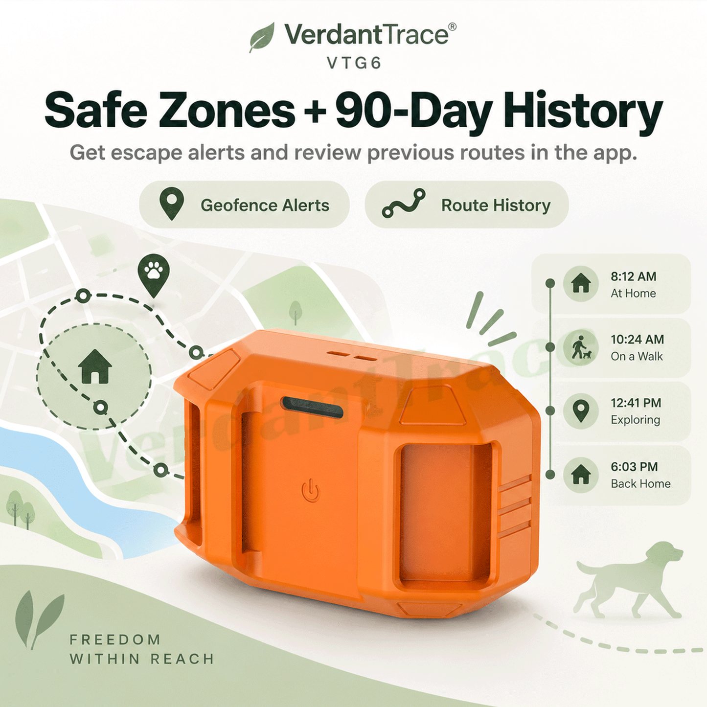 رسم ميزات لطوق VerdantTrace VTG6 المزود بتتبع GPS و4G