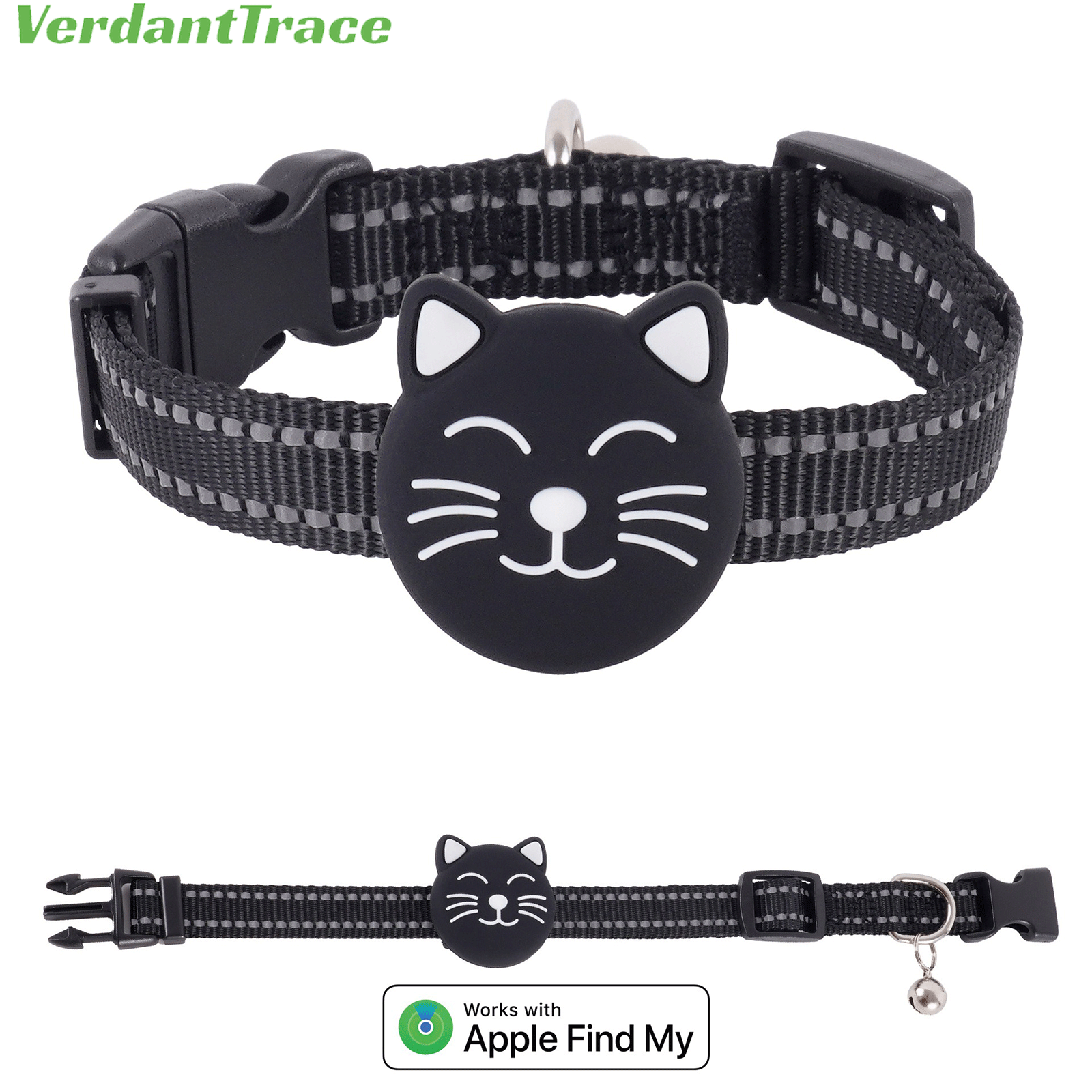 Black VT22 pet finder tag collar for Apple Find My
