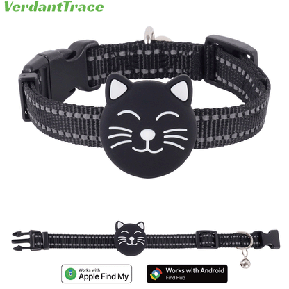 Black VT22 pet finder tag collar for Apple Find My and Google Find Hub