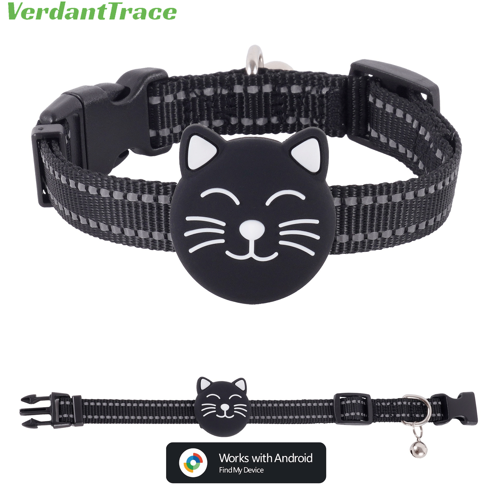 Black VT22 pet finder tag collar for Google Find Hub