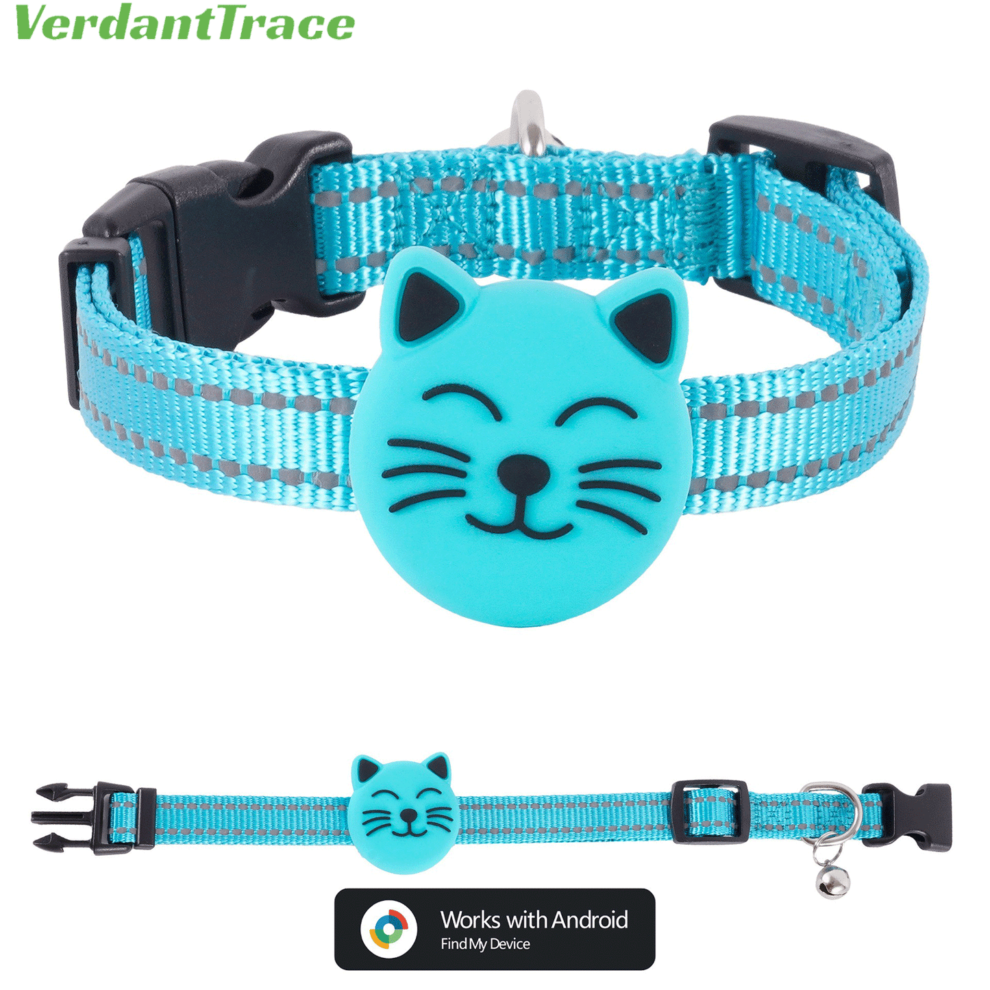 Blue VT22 pet finder tag collar for Google Find Hub