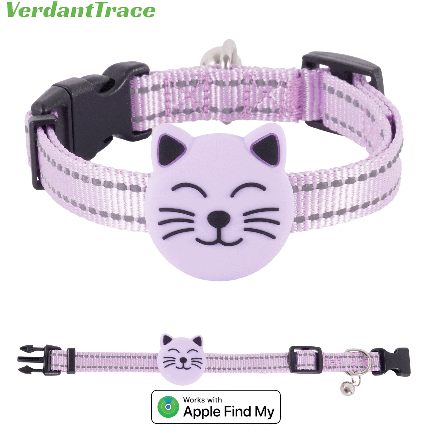 Purple VT22 pet finder tag collar for Apple Find My
