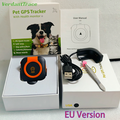 Black and orange VTC08 tracker package labeled EU version