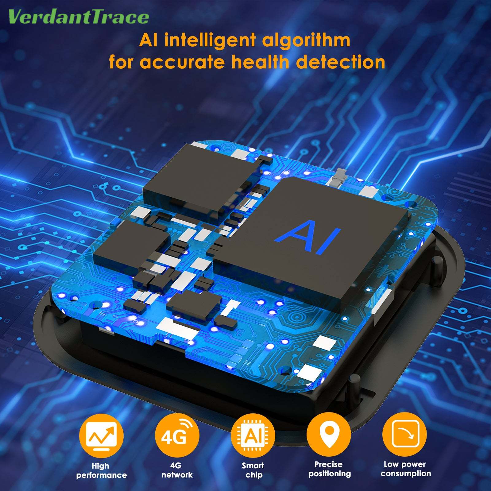 Illustration of the VTC08 pet tracker electronics and circuit board