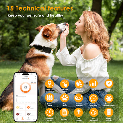 Mini 4G GPS Tracker for Dogs Cats with Health Monitor GPS Dog Fence Waterproof Works with Any Collar Android iOS Universal